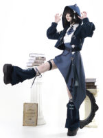 【Indigo Shadow Walk】 Uncharted Stars Original Indigo Shadow Walk Original Lolita Punk Dress Set – Laces, Lantern Sleeves - Image 7