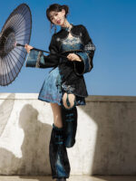 【Blue Mist】 Uncharted Stars Original Hanfu Women’s Chinese Style Hanfu Element New Chinese Style Dress Set Spring/Summer – Frog Buttons, Tassels, Embroidery - Image 3