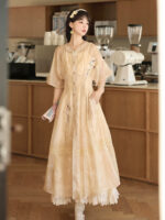 【White Gardenia】 Uncharted Stars Original Lolita Hanfu Round Collar Drop Shoulder - Image 2