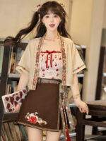 【Little Apple】 Uncharted Stars Original Hanfu Women’s Chinese Style Hanfu Element New Chinese Style Camisole Skirt Set Spring/Summer – Laces, Tassels, Print