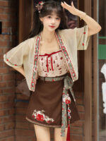 【Little Apple】 Uncharted Stars Original Hanfu Women’s Chinese Style Hanfu Element New Chinese Style Camisole Skirt Set Spring/Summer – Laces, Tassels, Print - Image 2