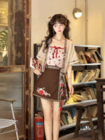 【Little Apple】 Uncharted Stars Original Hanfu Women’s Chinese Style Hanfu Element New Chinese Style Camisole Skirt Set Spring/Summer – Laces, Tassels, Print - Image 4