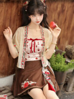 【Little Apple】 Uncharted Stars Original Hanfu Women’s Chinese Style Hanfu Element New Chinese Style Camisole Skirt Set Spring/Summer – Laces, Tassels, Print - Image 5