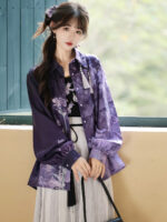 【Iris Mist】 Uncharted Stars Original Iris Mist Hanfu Women’s Chinese Style Hanfu Element New Chinese Style Blouse Skirt Set Spring/Summer – Tassels, Embroidery - Image 3