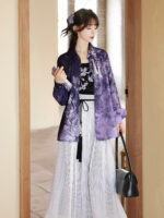 【Iris Mist】 Uncharted Stars Original Iris Mist Hanfu Women’s Chinese Style Hanfu Element New Chinese Style Blouse Skirt Set Spring/Summer – Tassels, Embroidery - Image 4