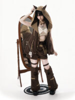 【Fox Spirit】 Uncharted Stars Original Cyberpunk Lolita Anime Style Lolita Set Spring/Summer – Retro, Cute Cat Motif