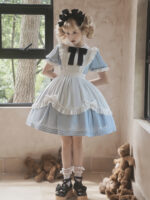 【Wonderland Alice】 Uncharted Stars Original OP Lolita Sweet Lolita Dress Summer Short Sleeve – Lace, Suspenders, Bow