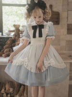 【Wonderland Alice】 Uncharted Stars Original OP Lolita Sweet Lolita Dress Summer Short Sleeve – Lace, Suspenders, Bow - Image 2