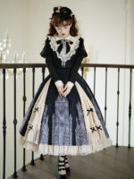 【Church Bell】 Uncharted Stars Original Long Sleeve Elegant Lolita Dress Spring/Autumn – Lace, Bow, Rhinestone Details - Image 2