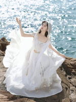 【Holy Aria】 Unchartedstars Original Holy Aria Hanfu Women’s Modified Hanfu Element New Chinese Style Dress Set Spring/Summer – Embroidery, Pearl Chain, Metal Chain - Image 2