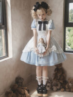 【Wonderland Alice】 Uncharted Stars Original OP Lolita Sweet Lolita Dress Summer Short Sleeve – Lace, Suspenders, Bow - Image 3