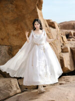 【Holy Aria】 Unchartedstars Original Holy Aria Hanfu Women’s Modified Hanfu Element New Chinese Style Dress Set Spring/Summer – Embroidery, Pearl Chain, Metal Chain - Image 4