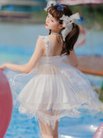 【Mermaid Princess of the Moonlit Sea】 Uncharted Stars Original New Style Two-Piece / One-Piece Swimsuit Women’s Summer Lolita Dress – Pearls, Bow, Mesh - Image 5