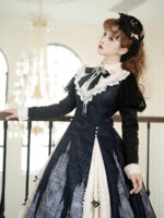 【Church Bell】 Uncharted Stars Original Long Sleeve Elegant Lolita Dress Spring/Autumn – Lace, Bow, Rhinestone Details - Image 5