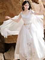 【Holy Aria】 Unchartedstars Original Holy Aria Hanfu Women’s Modified Hanfu Element New Chinese Style Dress Set Spring/Summer – Embroidery, Pearl Chain, Metal Chain - Image 5