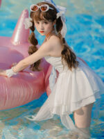 【Mermaid Princess of the Moonlit Sea】 Uncharted Stars Original New Style Two-Piece / One-Piece Swimsuit Women’s Summer Lolita Dress – Pearls, Bow, Mesh - Image 6