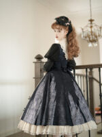【Church Bell】 Uncharted Stars Original Long Sleeve Elegant Lolita Dress Spring/Autumn – Lace, Bow, Rhinestone Details - Image 6
