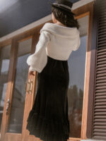 【Gone with the Wind】 Uncharted Stars Original JSK Camisole Dress Lolita Dress Jacket Fishtail Skirt Spring/Autumn – Velvet, Bow, Lantern Sleeves, Ruffled Hem - Image 3