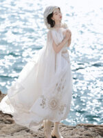 【Holy Aria】 Unchartedstars Original Holy Aria Hanfu Women’s Modified Hanfu Element New Chinese Style Dress Set Spring/Summer – Embroidery, Pearl Chain, Metal Chain - Image 7