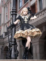 【Gilded Vow】 Uncharted Stars Original Lolita Gothic Lolita OP Short Sleeve Dress Summer – Tassels, Puff Sleeves