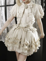 【Antique Bud 】 Uncharted Stars Original Retro Pastoral JSK Classical Doll Sense Lolita Set Spring/Summer – Puff Sleeves, Ruffled Trim, Lace - Image 5