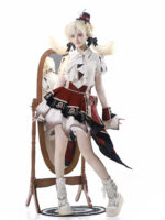 【Burned Finale】 Uncharted Stars Original Lolita School Style Moonlight Sense Lolita White Classical Skirt Set Summer – Embroidery, Gradient Dye, Red-Black Color Blocking - Image 4