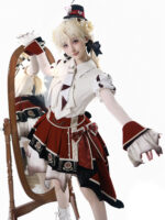 【Burned Finale】 Uncharted Stars Original Lolita School Style Moonlight Sense Lolita White Classical Skirt Set Summer – Embroidery, Gradient Dye, Red-Black Color Blocking - Image 7