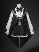 【Meteor Rabbit Ear】 Uncharted Stars Rabbit Ear Meteor Original Dark Prince Style Lolita Prince Suspenders Shorts Set Spring/Summer – Black-White Color Blocking, Metal Chain - Image 8