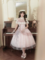 【Rose Poetry】 Uncharted Stars Original Lolita Elegant Skirt Dress Set Spring/Summer – Lace Patchwork, Bow - Image 2