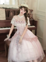 【Rose Poetry】 Uncharted Stars Original Lolita Elegant Skirt Dress Set Spring/Summer – Lace Patchwork, Bow - Image 5